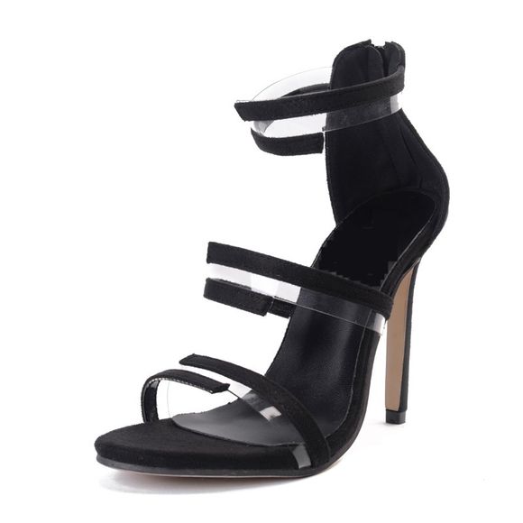 Sandales à bouts ouverts pour femmes, chaussures de soirée sexy - Noir EU 37