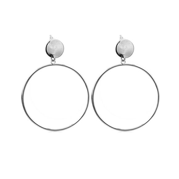 Créoles pour les femmes Casual Simple Bague ronde Design À la mode Boucles d'oreilles Accessoire - Gris argenté 