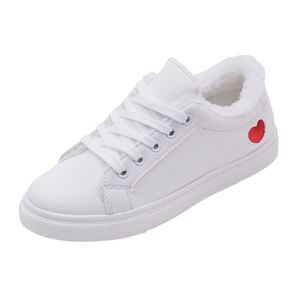 Chaussures plates pour femmes Frenulum Chaussures tout-aller Chaussures rembourrées en coton Chaussures blanches - Rouge EU 38