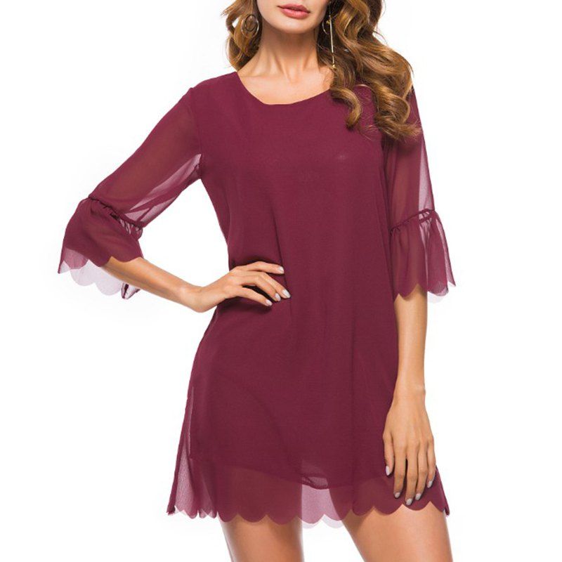 

Summer Loose Large Size Chiffon Dress, Firebrick
