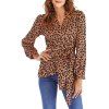 Autumn Lacing Lace V Collar Leopard Shirt - TIGER ORANGE M