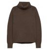 HAODUOYI Women's Autumn and Winter High Lapel Split Sweater Brown - DARK KHAKI M