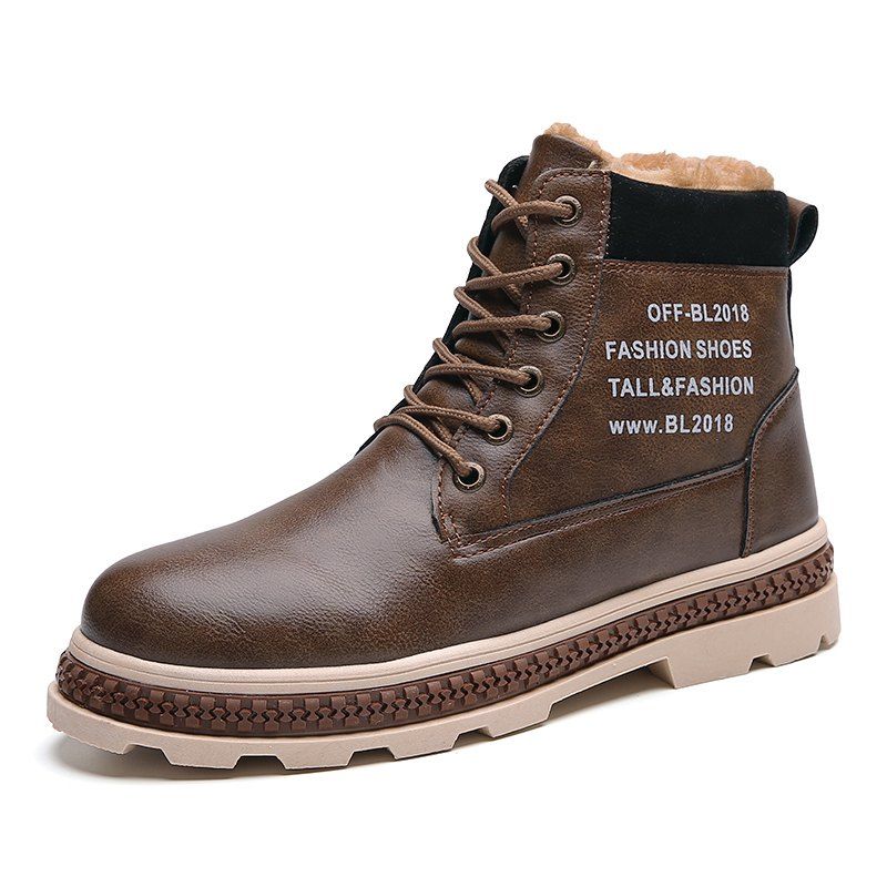 

Men Boots Male Leather Work Shoes Boots, Brown