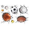 Simulation 3D autocollant mural de mur de basketball de football - multicolor 