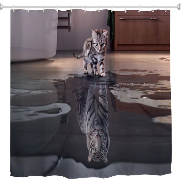 Tissu d'impression numérique Photo Cat Tiger Imperméable et à l'épreuve de la moisissure - multicolor W71 X L79 INCH