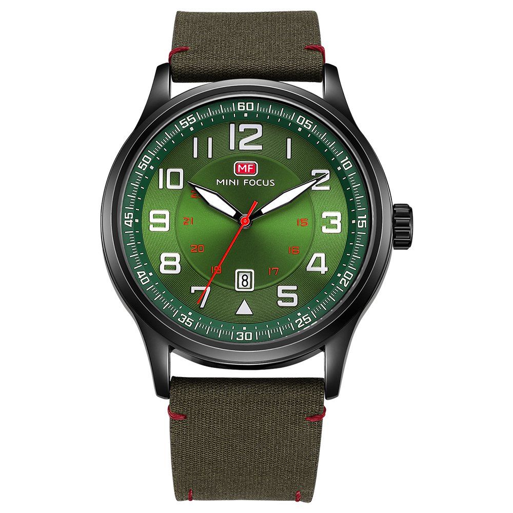 

MINI FOCUS Men's Quartz Sports Brand Luxury Analog Date Clock Wrist Watch, Army green