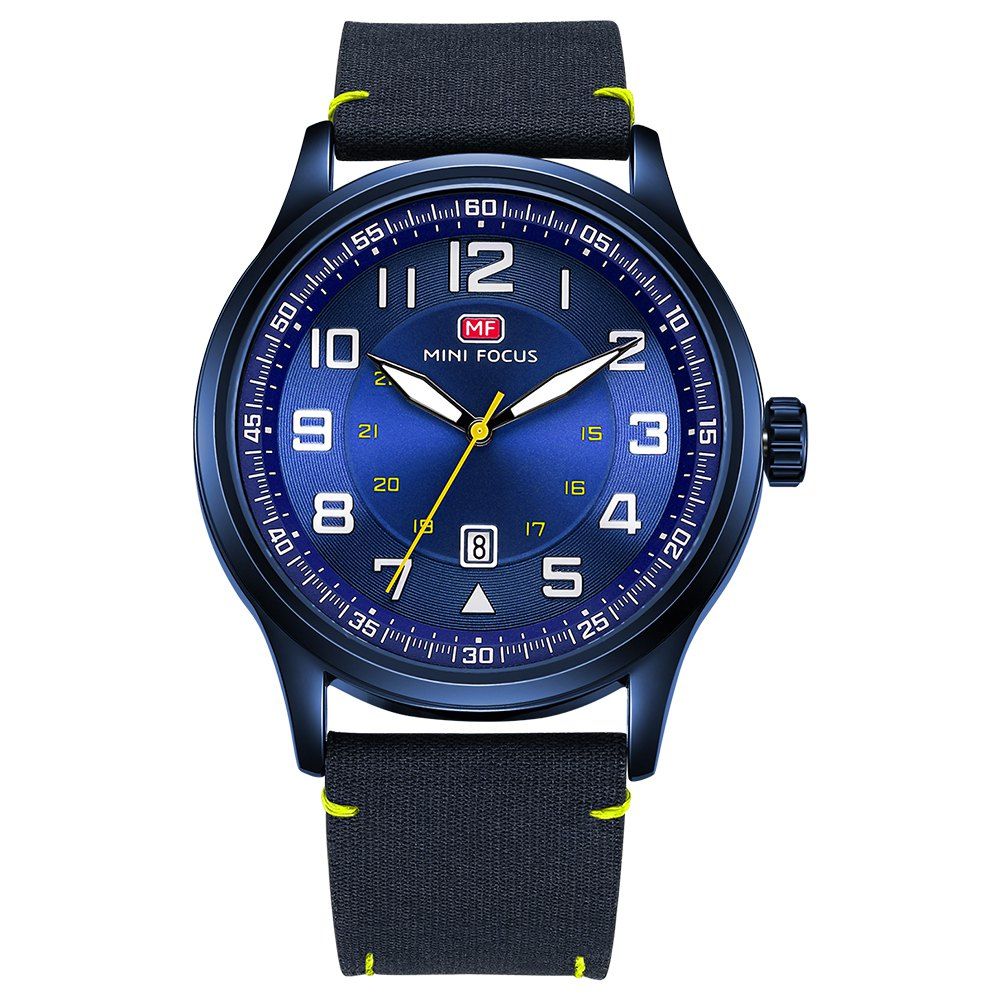 

MINI FOCUS Men's Quartz Sports Brand Luxury Analog Date Clock Wrist Watch, Blue