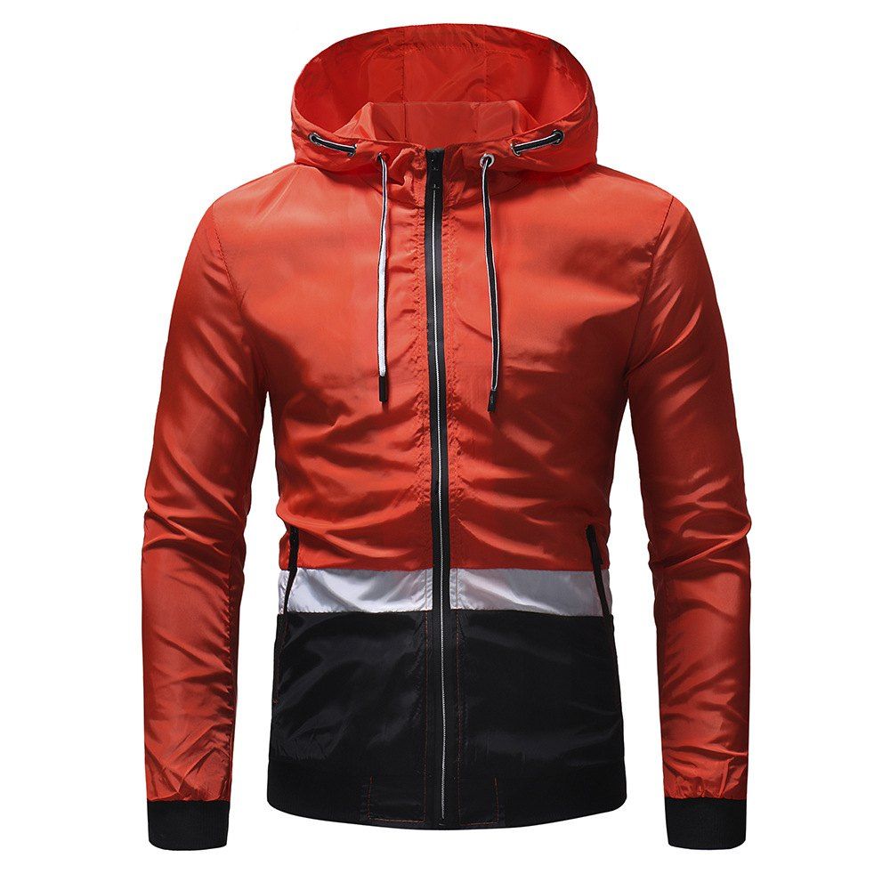 

Tricolor Color Matching Casual Jacket Outdoor Men's Hiking Jacket, Orange