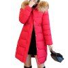 Veste hiver de mode avec manteau d'hiver femme chaude à capuche col de fourrure - Rouge XL