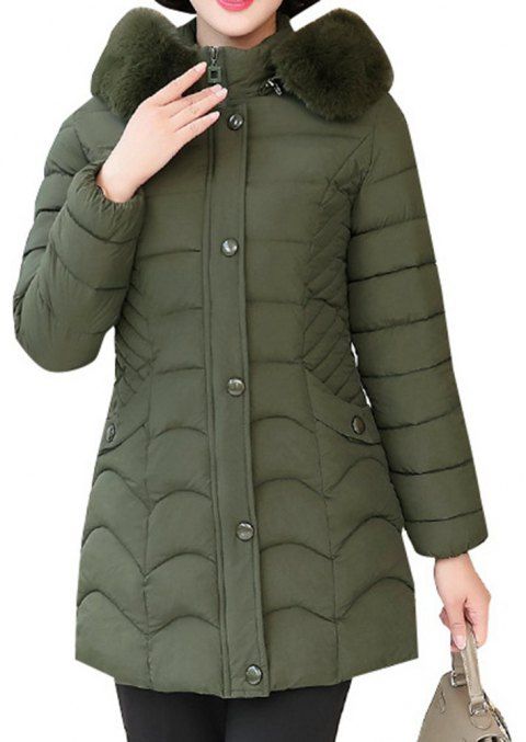 Middle Long Middle Old Age Fur Collar Down Coat green