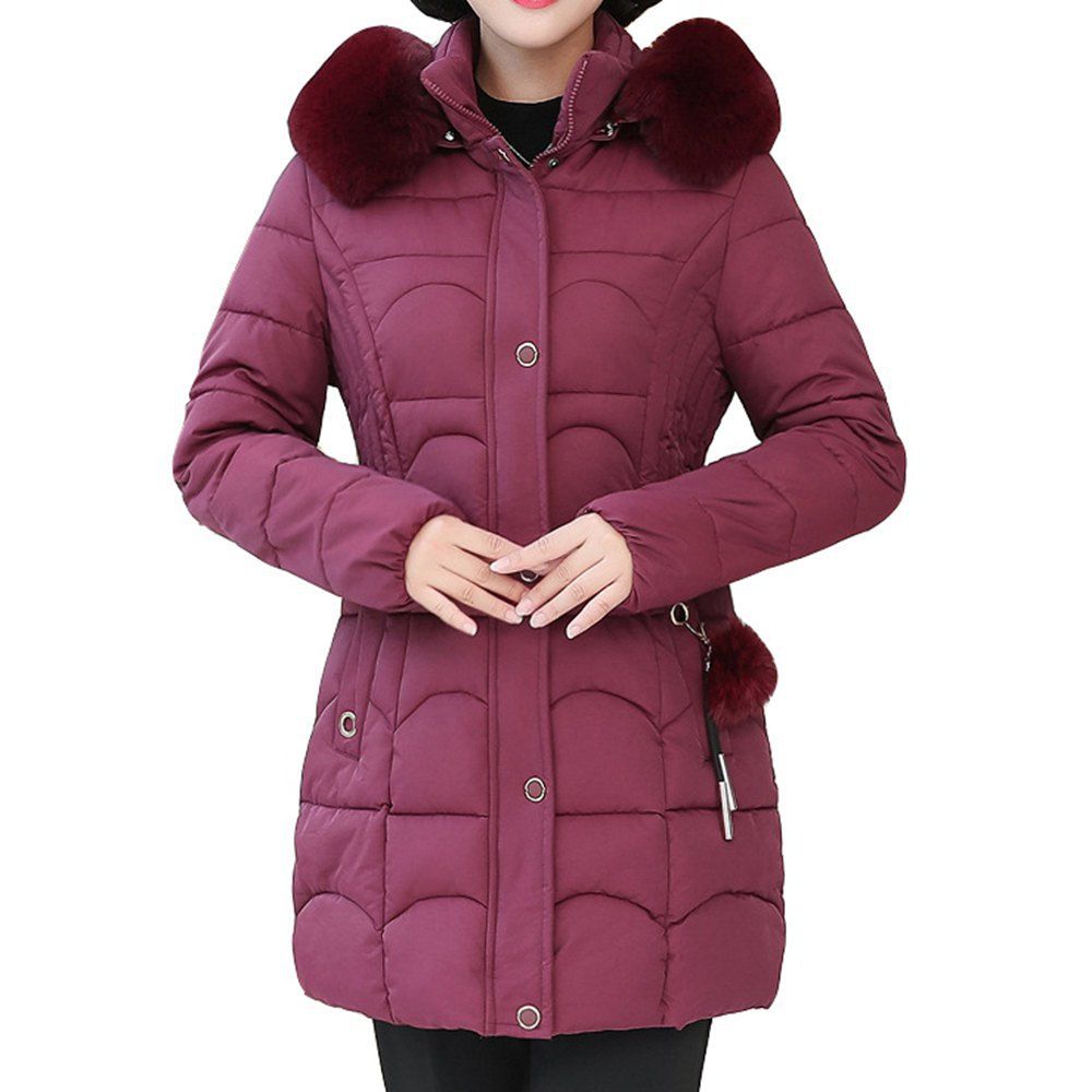

Women New Style Winter jacket Female Cotton Outwear Parka, Red wine