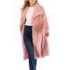 Manteau de fourrure col roulé à la mode - Rose clair XL