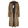 HAODUOYI Manteau de fourrure léopard principale pour femmes Double poche longue veste femme Leopard - Léopard M