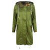 HAODUOYI Manteau long à capuche ample avec cordon de serrage pour femmes, vert - Vert Armée S