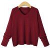 Pull femme col V manches longues - Rouge Vineux XL