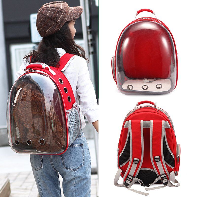 

1Pc Portable Cat Capsule Backpack breathable outdoor portable pet Backpack Carr, Red