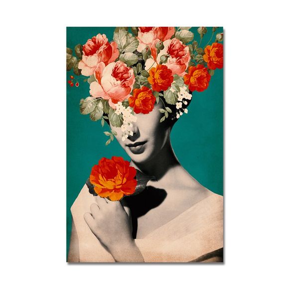 DYC femmes avec des plantes portant des fleurs imprimer Art - multicolor 