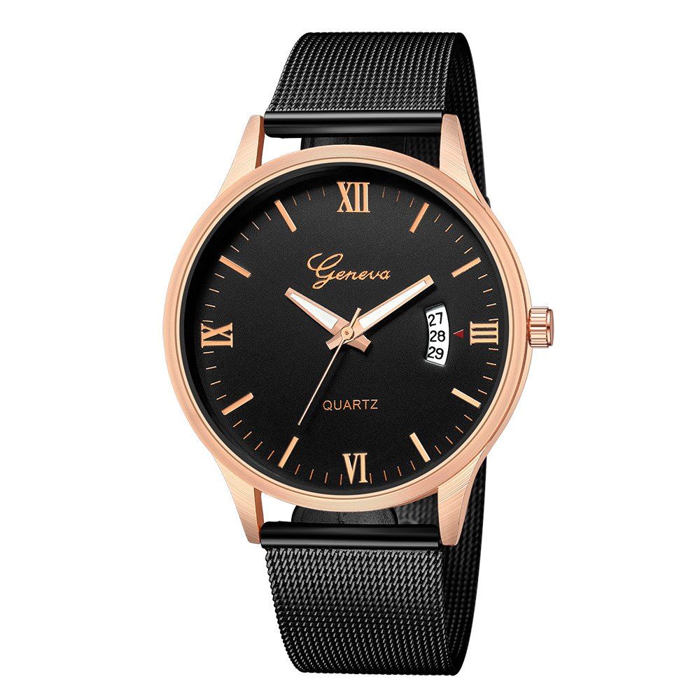

Geneva Men Fashion Classic Business Roman Digital Calendar Steel Quartz Watch, Multi-d