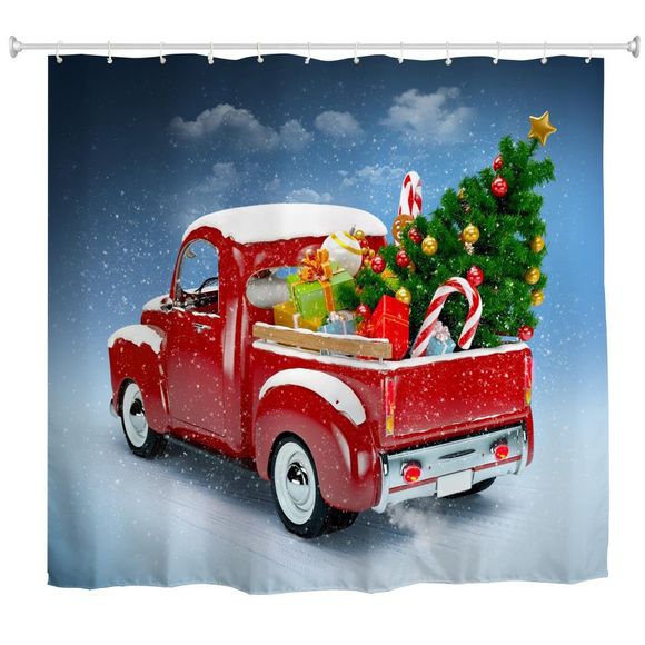 Tissu d'impression numérique de l'arbre de Noël 3D de camion imperméable et anti-moisissure - multicolor W59 X L71 INCH
