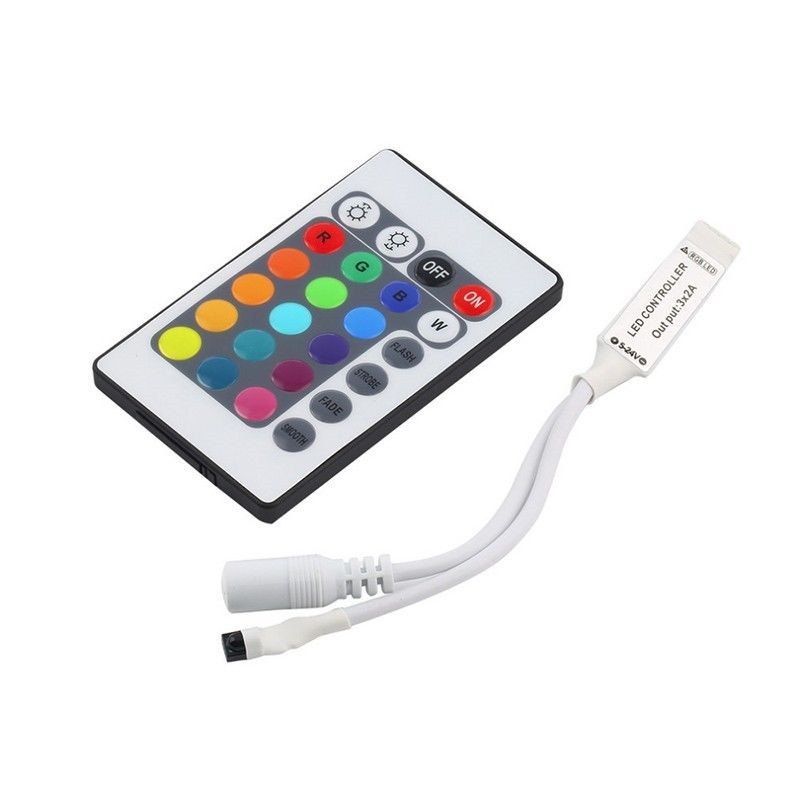 

24 Key Mini IR Remote Controller for RGB LED Strip Light DC 12V, White