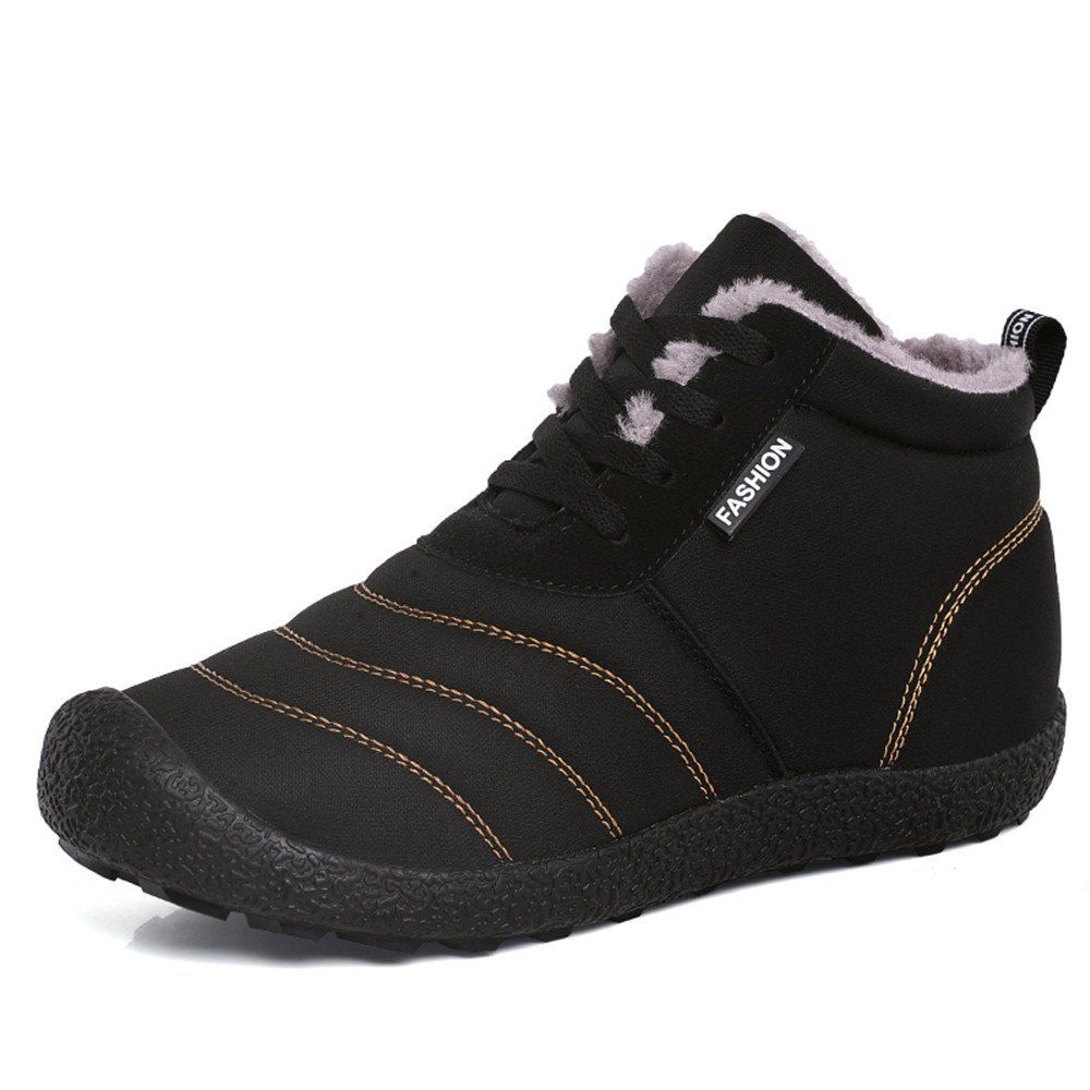 

Winter Men And Womens Waterproof Fashion Flat Ankle Boots, Black
