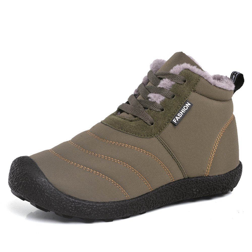 

Winter Men And Womens Waterproof Fashion Flat Ankle Boots, Light khaki