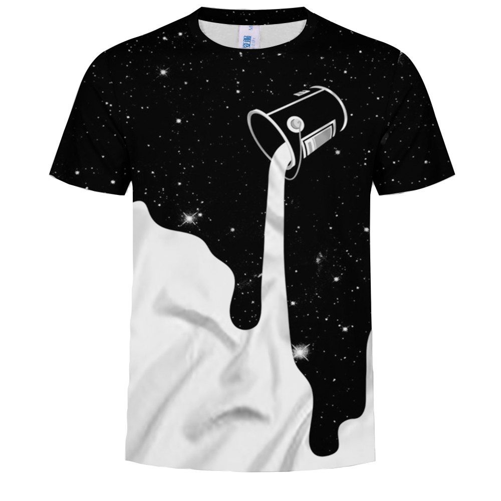 

Fashion Personality Men'S Starry Milk Cup Pattern Short-Sleeved T-shirt, Multi