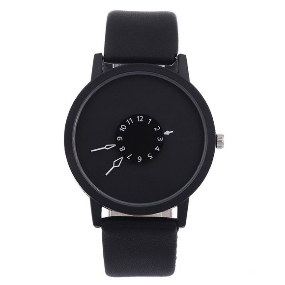 Horloge de montre en cuir de quartz femme - Noir 