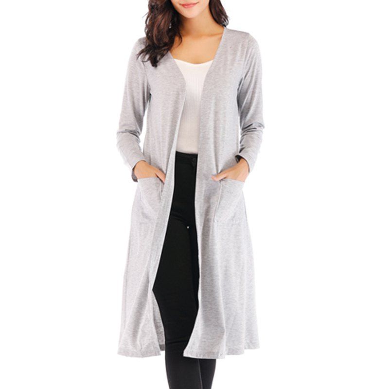 

Autumn Long Suit Cardigan Jacket, Light gray