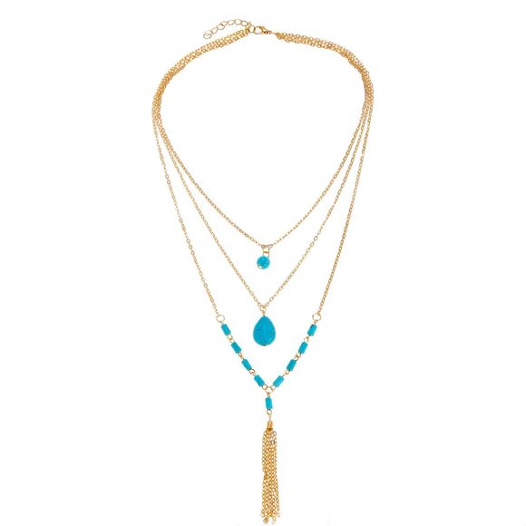 Collier pendentif turquoise vintage multicouche - Or 1PC