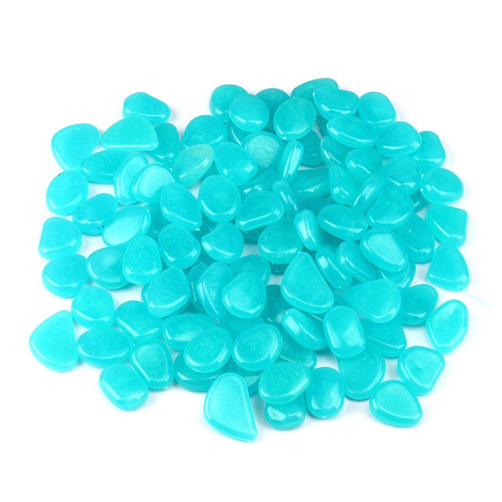 

100PCS Luminous Garden Artificial Glow in The Dark Stone Rock Paving Supplies, Celeste