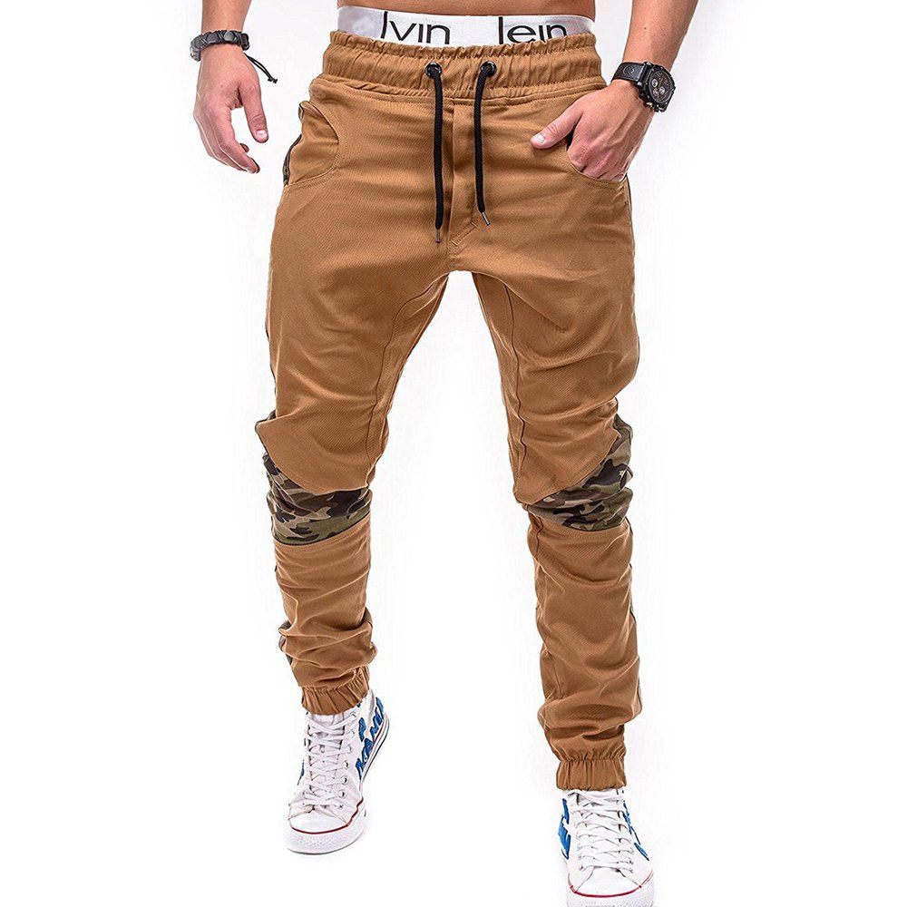 

Autumn and Winter Men's Casual Overalls Slim Large Size Trouser, Light khaki