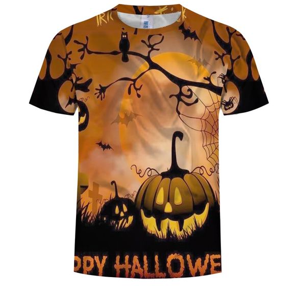 Fashion Men's 3D Print Halloween Pumpkin Pattern Short Sleeve T-Shirt - multicolor 5XL