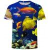 Men's Large Size Short Sleeve Fashion Print Deep Sea Fish Pattern - multicolor 6XL