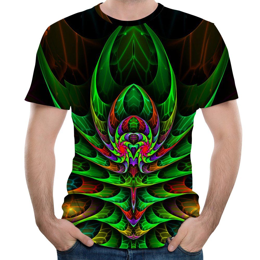 

Casual Men's 3D Printed Round Neck Short Sleeve T-Shirt, Multi