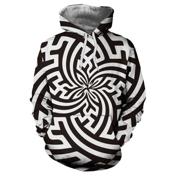 Pull à capuche motif 3D imprimé noir et blanc à la mode pour hommes - multicolor A L