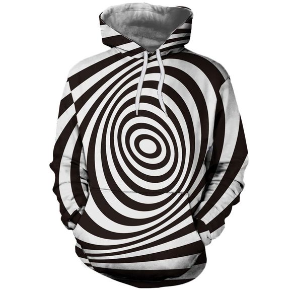Pull à capuche motif 3D imprimé noir et blanc à la mode pour hommes - multicolor F 2XL