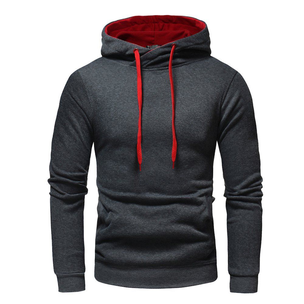 

Fashion Casual Hooded Head Men's Solid Color Sweater, Dark gray