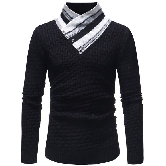 Rayures couture couture pull pull mode hommes occasionnels - Noir L