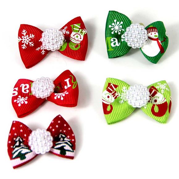 5 pièces décorations de Noël pour animaux de compagnie belle coiffe multicolore - multicolor 7*7*4CM