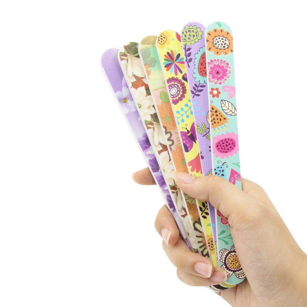 

6PCS Flower Design Double-sided Grit Nail Files, Multi