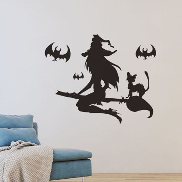 Stickers muraux décoration Halloween série chauve-souris en verre - Noir 57X31CM