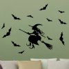 Autocollant mural de chambre d'enfants de sorcière Halloween imperméable amovible - Noir 33X42CM