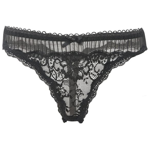 MISSOMO Culotte en dentelle couture sexy avec nœuds en perspective - Noir Profond 2XL