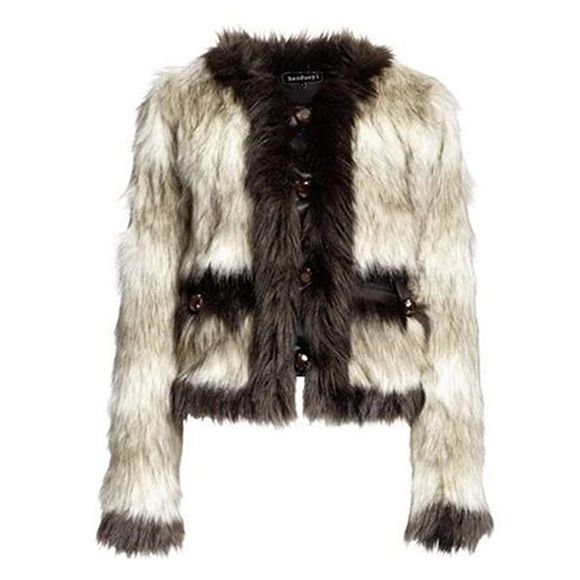 HAODUOYI Manteau en fourrure tempérament pour femme bouton Design Manteau en fourrure multicolore - Aurore XL