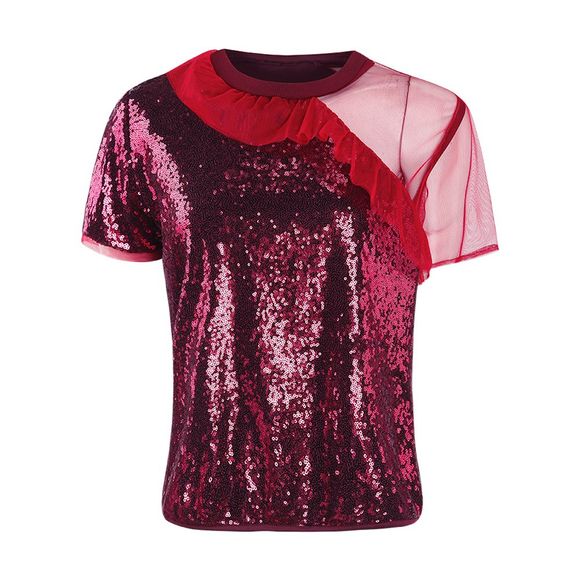 HAODUOYI Tee-shirt Tee shirt Imprimé Femme - Sweet Red Wine Red - Rouge Vineux XL