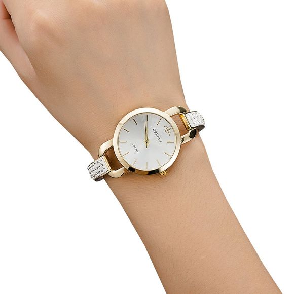 GREALY Montre Femme Diamant Bracelet en Diamant avec Cadran en Diamant Femme - Jaune 