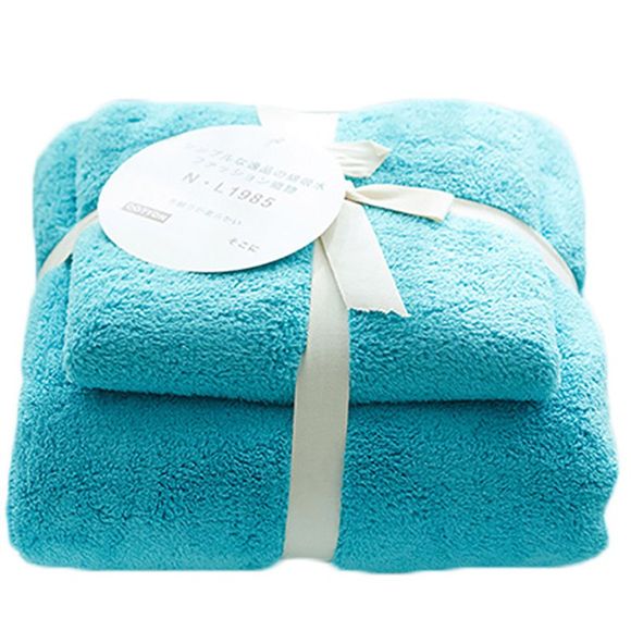 Serviette de bain d'eau douce japonaise Super Soft Magic, deux pièces + serviette - Bleu Zircon 1 SET