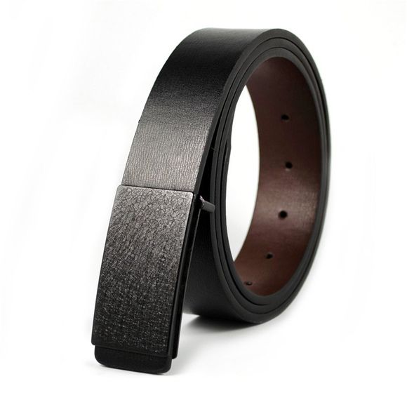 Ceinture pour hommes Casual Accessoire de ceinture couleur unie boucle plate - Noir 120 CM
