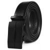 Ceinture pour hommes, boucle automatique, accessoire de ceinture durable de couleur unie - Noir 120 CM
